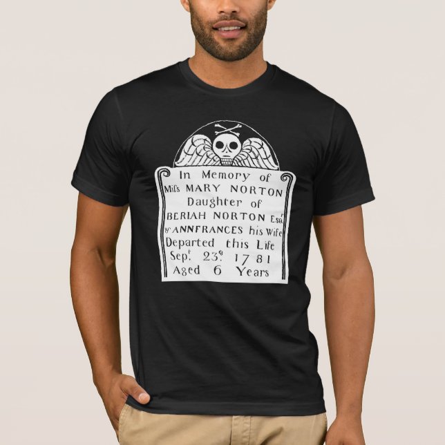 Camiseta Colonial Americana Tombstone Skull Angel Bones (Frente)