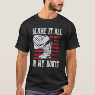 Camiseta Coloque a Culpa em Minhas Origens Chapéu de Botas