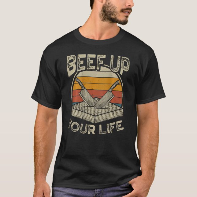 Camiseta Coloque a sua carne de impressão digital (Frente)