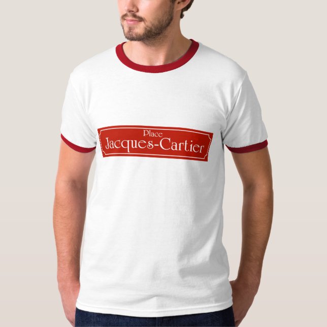 Camiseta Coloque Jacques-Cartier, sinal de rua de Montreal (Frente)