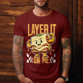 Camiseta Coloque-O Em Mim - Comida Lasagna Pun Flexível Eng
