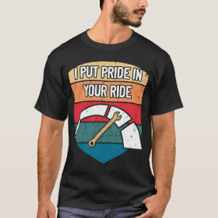Camiseta Coloque o orgulho no carro mecânico de condução Re