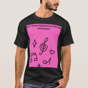 CAMISETA COLOQUE SEUS PENSAMENTOS & SENTIMENTOS NA MÚSICA