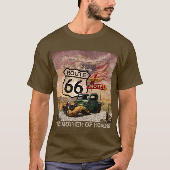 Camiseta Coloque suas crianças na rota 66 (Frente)