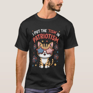 Camiseta Coloquei o Tismo no Patriotismo Gato Patriótico Fo