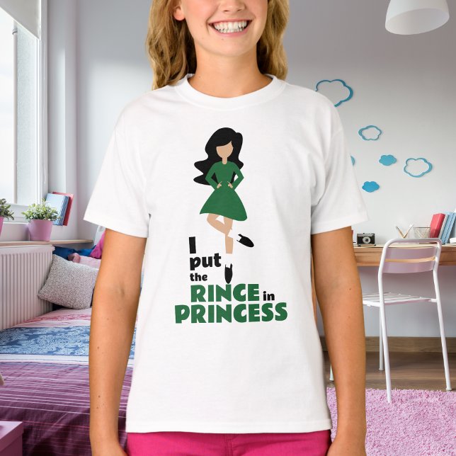 Camiseta Coloquei Rince na Princesa Black Hair Dance Irland (Criador carregado)