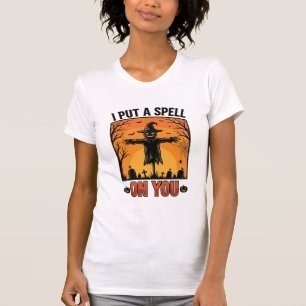 Camiseta Coloquei uma Magia em Você Espantalho de Halloween