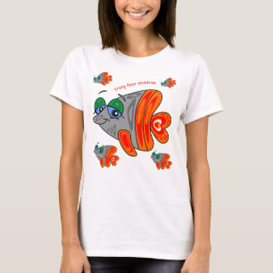 Camiseta color cartoon pescas family