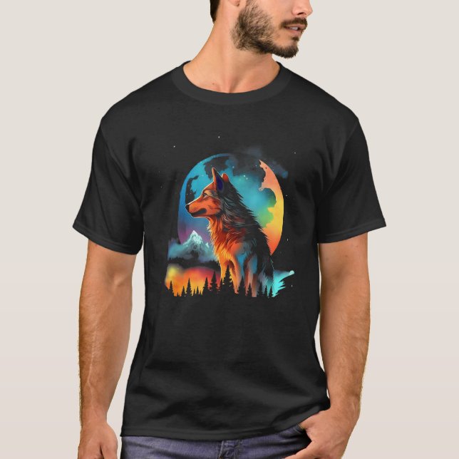 Camiseta Color Wolf Mountains  Graphics (Frente)