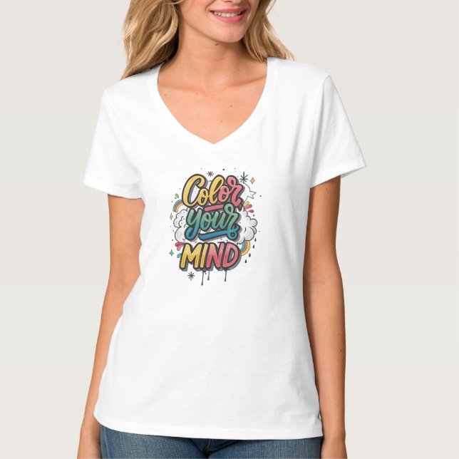 Camiseta "Color Your Mind" Graffiti Art  (Frente)
