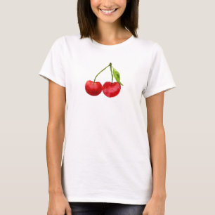 Camiseta Coloração aquosa das cerejas vermelhas