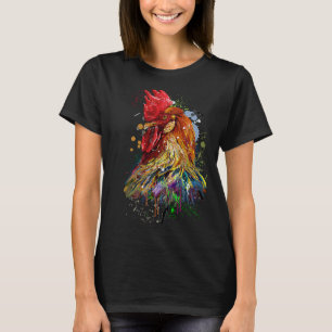 Camiseta Coloração Da Água Desenhada Da Mão Do Frango Color