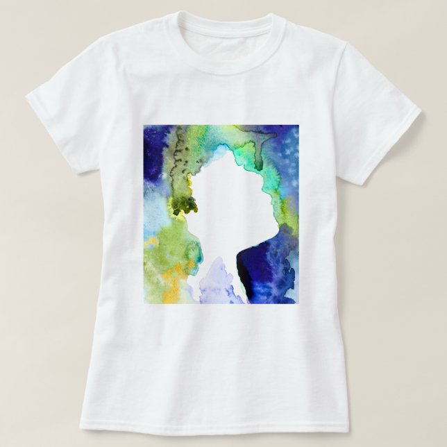 Camiseta Coloração d'água abstrato da Silhouter art (Frente do Design)