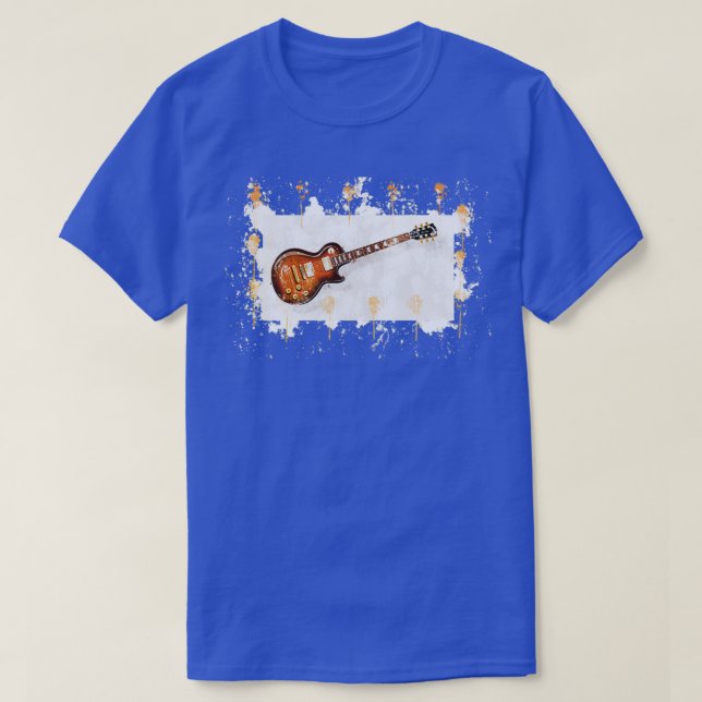 Camiseta Coloração d'água do guitarra elétrica pintada (Frente do Design)