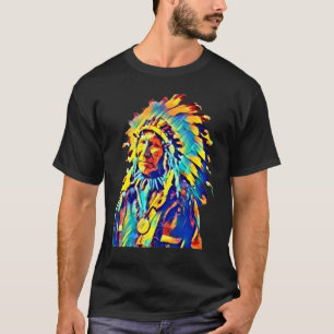 Camiseta Coloração Nativa Americana da Nuvem Vermelha Chefe