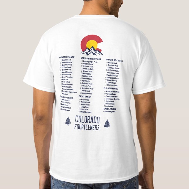 Camiseta Colorado 14ers Fourteeners Mountain Souvenirs (Verso)