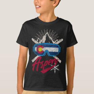 Camiseta Colorado Aspen Ski Skiper Men Mulheres Meninos