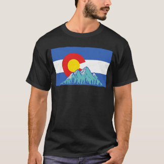 Camiseta Colorado Flag and Rocky Mountain Vintage Distresse