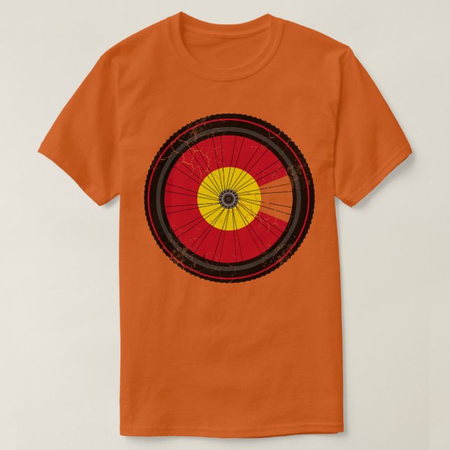 Camiseta Colorado Flag Bike Wheel (Frente do Design)