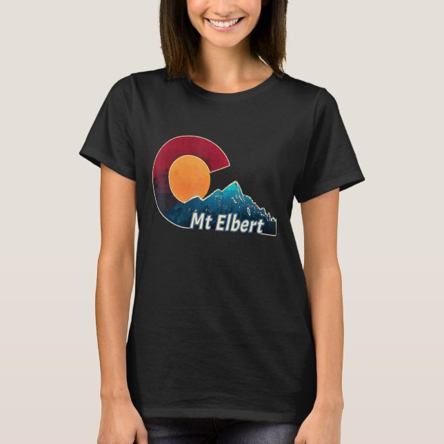 Camiseta Colorado Flag E Mountain Styled Mount Elbert (Frente)