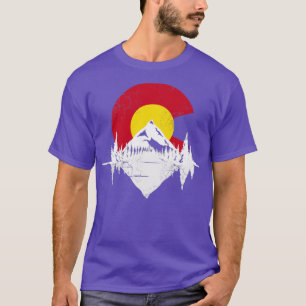 Camiseta Colorado Flag Mounains Lake Outdoor Hike Camp