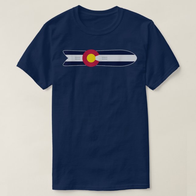 Camiseta Colorado Flag Snowboard Powder Snow Ski Aspen Snow (Frente do Design)