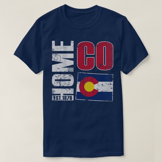 Camiseta Colorado Home CO 1876 State Flag (Frente do Design)