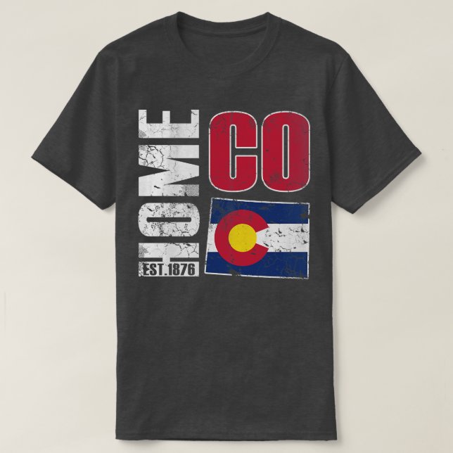 Camiseta Colorado Home CO 1876 State Flag (Frente do Design)