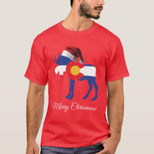 Camiseta Colorado Moose vestindo um chapéu de Papai Noel
