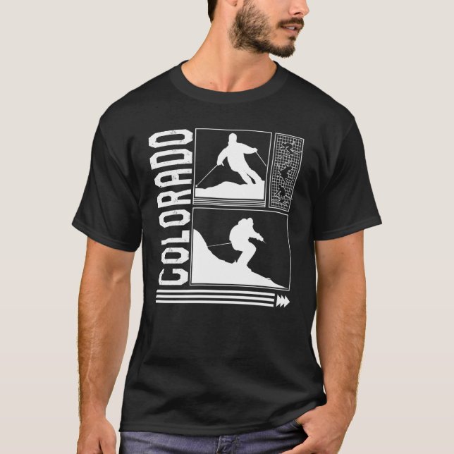 Camiseta Colorado Skiing Skier Winter Snowboard Snowboarder (Frente)