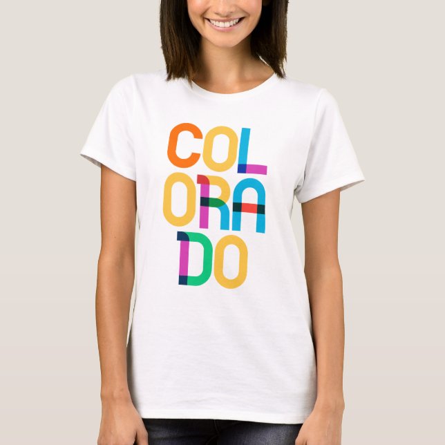 Camiseta Colorado Vintage Colorful 80s Pop Art Type (Frente)