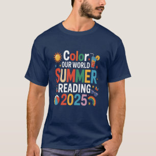 Camiseta Colore o nosso Verão mundial de 2025 Lendo criativ