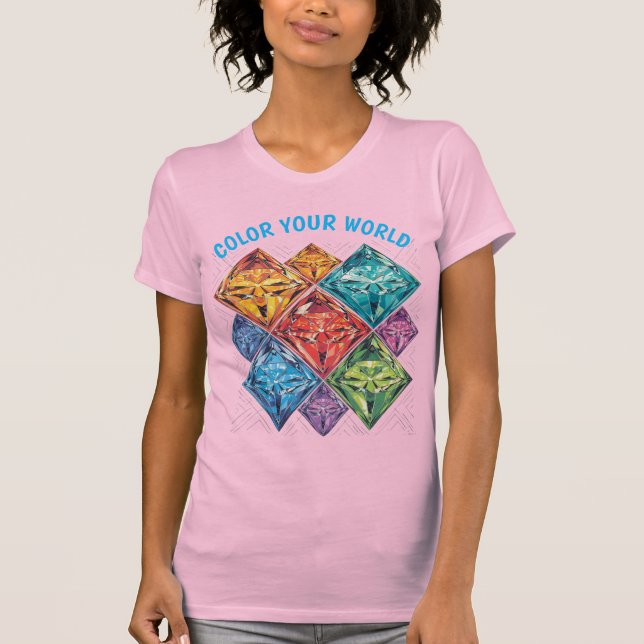Camiseta Colore seu mundo com diamantes (Frente)