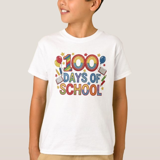 Camiseta Colorful 100 Days of School (Frente)
