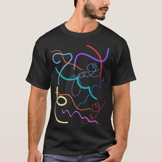 Camiseta Colorful Abstract Wavy Lines Pattern (Frente)