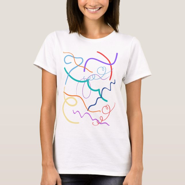Camiseta Colorful Abstract Wavy Lines Pattern (Frente)