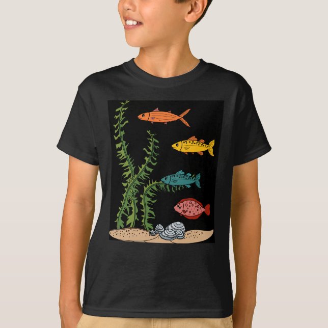 Camiseta Colorful Aquarium Fish Animal Motifs (Frente)