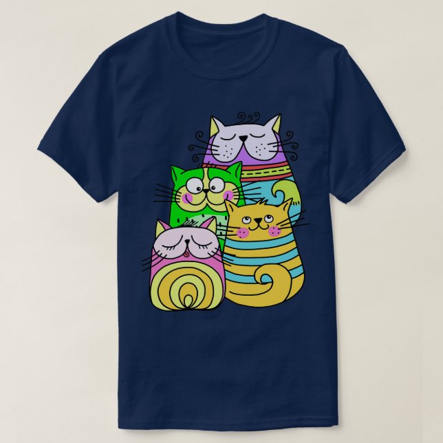 Camiseta Colorful Artsy Collection of Doodle Cats  (Frente do Design)