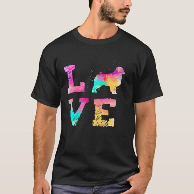 Camiseta Colorful Australian Shepherd Dog Love R Dad Mom (Frente)