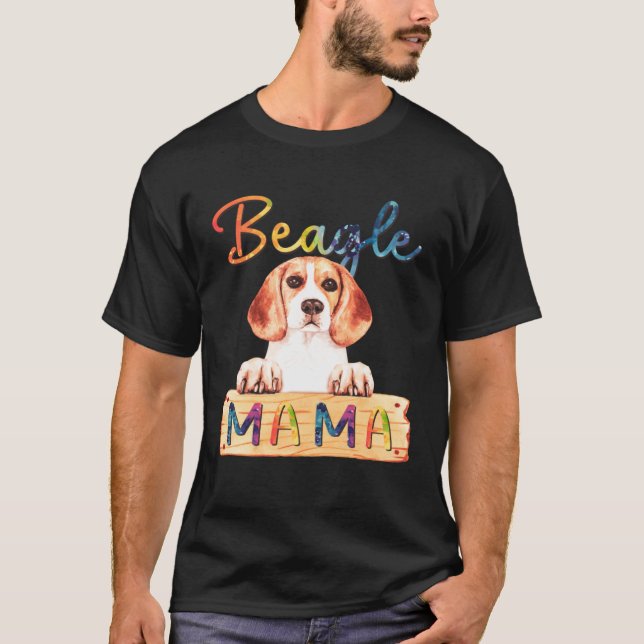 Camiseta Colorful Beagle Mama  Dog Mom (Frente)