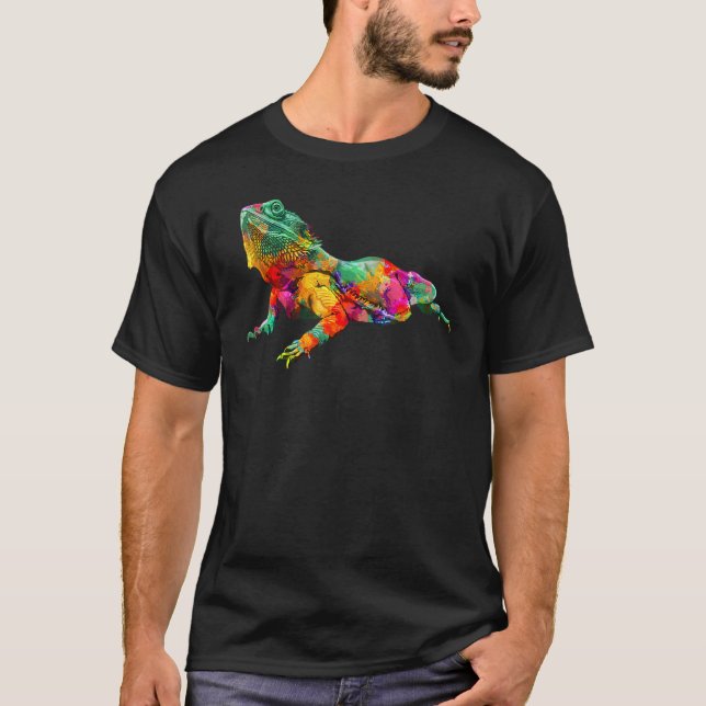 Camiseta Colorful Bearded Dragon  Lizard Reptile  Costume (Frente)