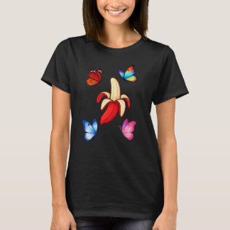 Camiseta Colorful Butterflies and Banana Illustration
