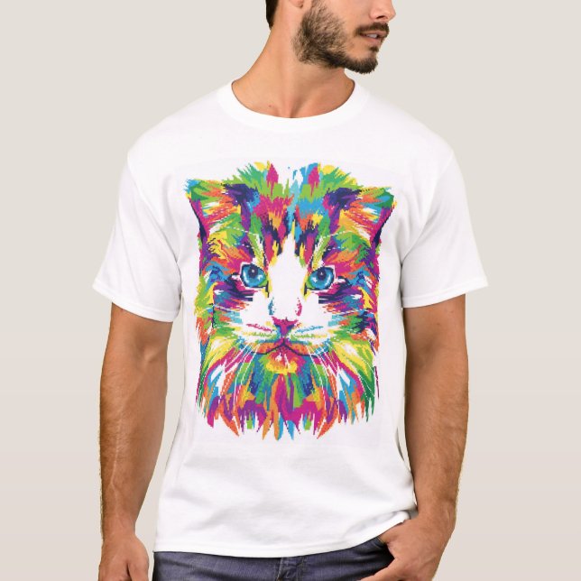Camiseta Colorful Cat T-Shirt (Frente)