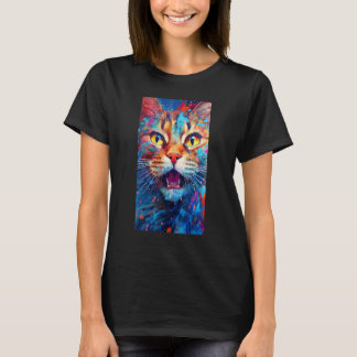 Camiseta Colorful Cat with Yellow Eye Cat Graphic Cat Cat
