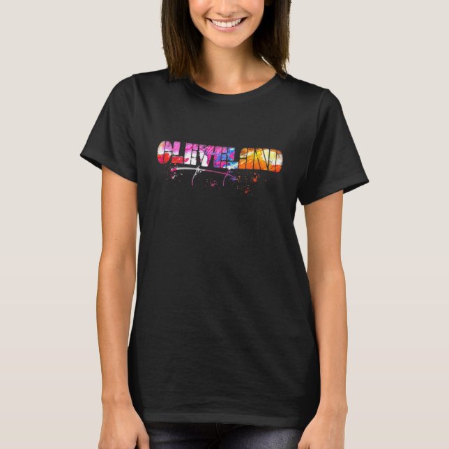 Camiseta Colorful Cleveland Lettering  Watercolor Cleveland (Frente)