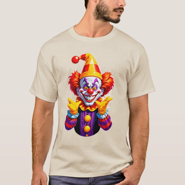 Camiseta Colorful Clown Character In Bright Costume (Frente)