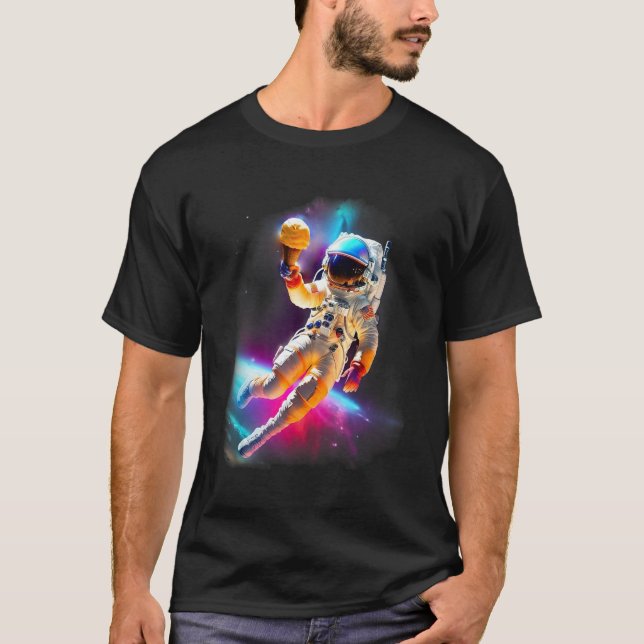 Camiseta Colorful Cosmic Ice Cream Astronaut (Frente)