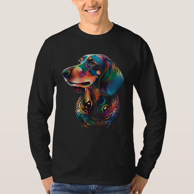 Camiseta Colorful Dachshund Face Artistic Wiener Dog (Frente)