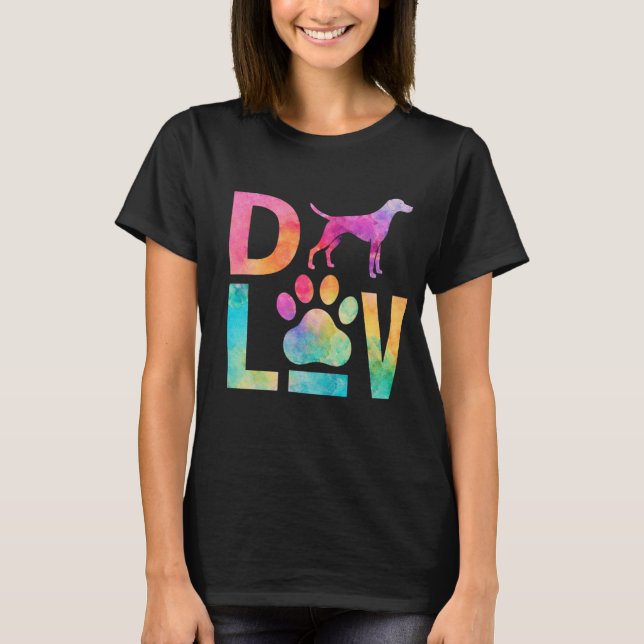 Camiseta Colorful Dog Love Paw Watercolor Art (Frente)
