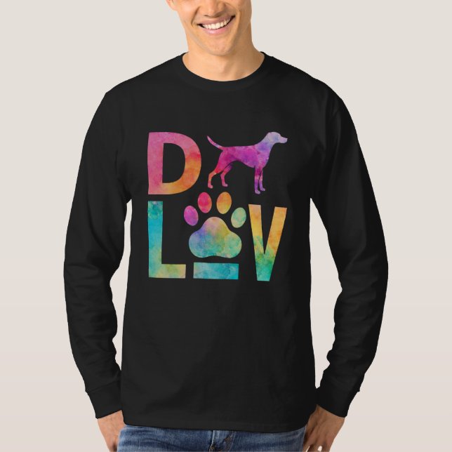 Camiseta Colorful Dog Love Paw Watercolor Art (Frente)